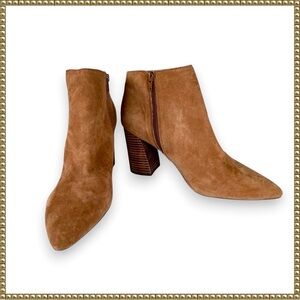 Steve Madden Tan Simmer Suede Block Heel Side Zip Ankle Boot Size 11